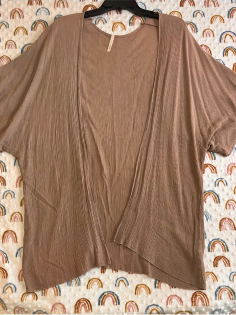 Lime n Chili Taupe Open-Front Draped Cardigan Large